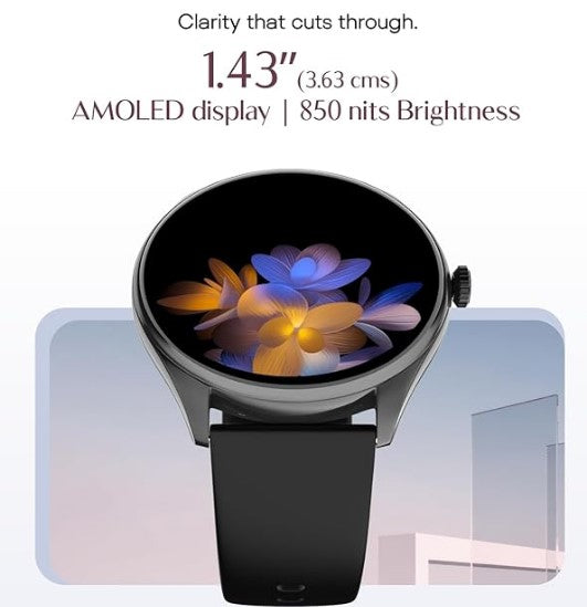 Noise Twist 2 Smart Watch with 1.43” AMOLED Screen, AI Search & Voice Assistant, Bluetooth Calling, Stainless Steel Back, 7-Day Battery, 100+ Watch Faces, Health Suite, IP68