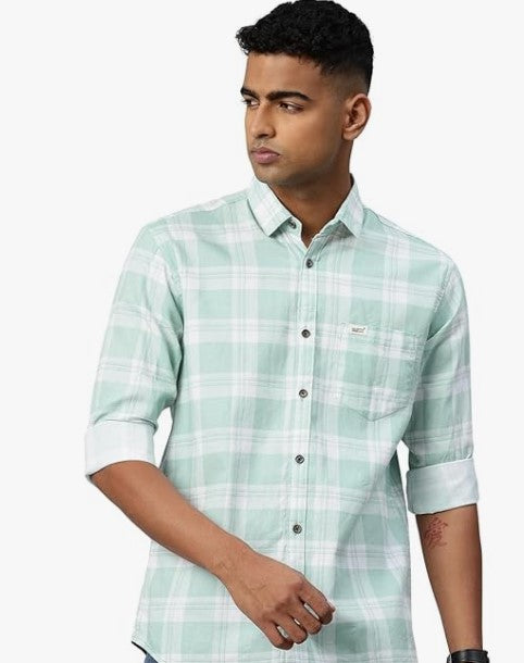 Majestic Man Comfort Slim Fit Pure Cotton Checked Casual Shirt