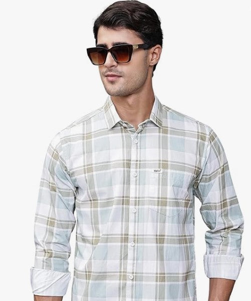 Majestic Man Comfort Slim Fit Pure Cotton Checked Casual Shirt