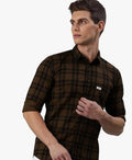 Majestic Man Men Small Checkered Slim Fit Cotton Casual Shirt