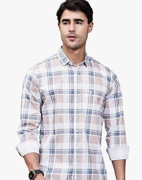 Majestic Man Comfort Slim Fit Pure Cotton Checked Casual Shirt