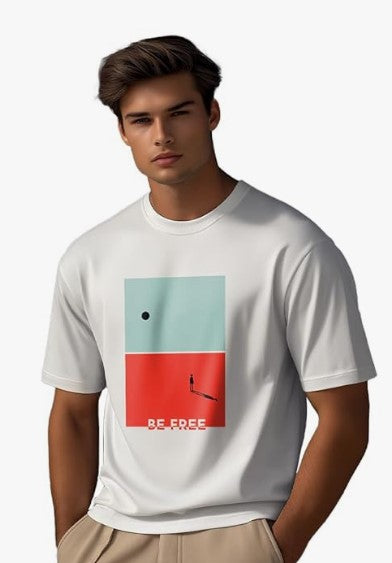NOBERO Men's Cotton Regular Fit Letter Print T-Shirt