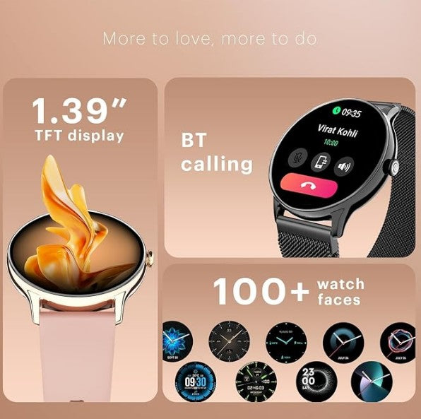 Noise Twist Go Smart Watch 1.39" Display, TruSyncᵀᴹ BT Calling, Glossy Metal Finish, 150+ Watch Faces, IP68, Sleep Tracking, 100+ Sports Modes, Smart Watch for Men and Women