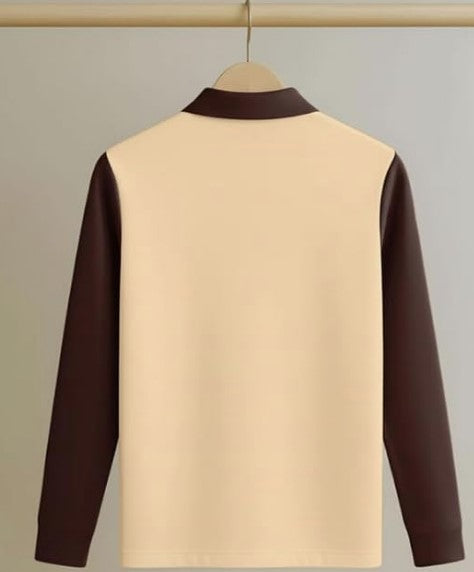 T-Shirt for Men Zip Neck Cotton Blend Mens Tshirts