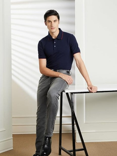 Men's Cotton Stretch Solid Polo T-Shirt