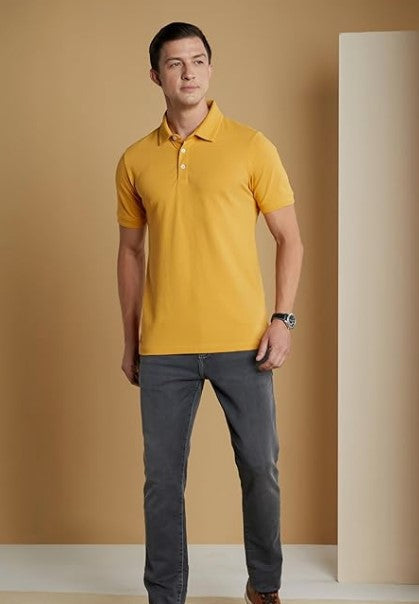 Men's Cotton Stretch Solid Polo T-Shirt