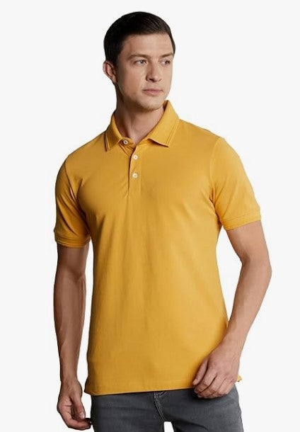 Men's Cotton Stretch Solid Polo T-Shirt