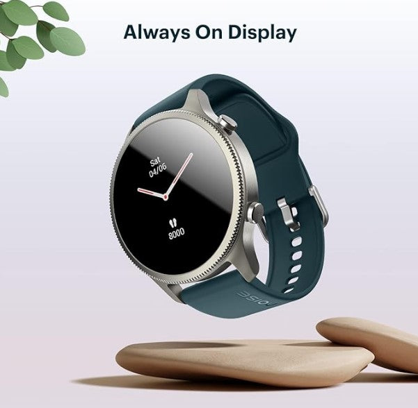 NoiseFit Halo 1.43" AMOLED Display, Bluetooth Calling Round Dial Smart Watch, Premium Metallic Build, Always on Display, Smart Gesture Control, 100 Sports Modes
